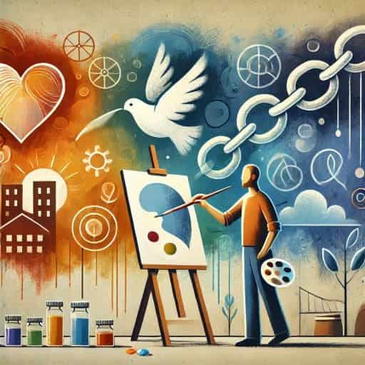 الفنان التشكيلي يعبر عن مشاعره وأحاسيسه نحو قضايا مجتمعه عبر لوحاته التشكيلية صواب خطأ