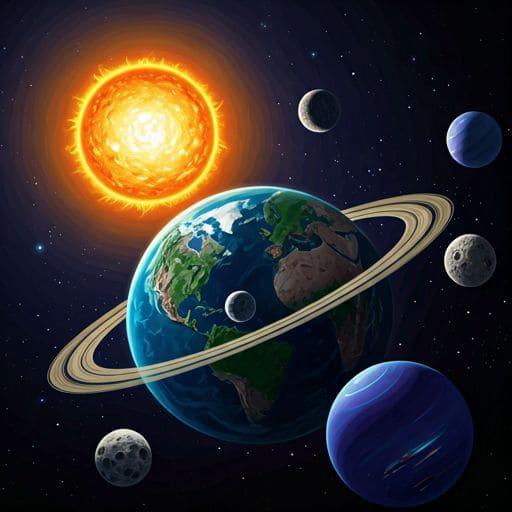 الأرض والقمر وكواكب أخرى تدور حول الشمس. صواب خطأ