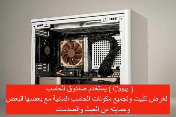 يستخدم صندوق الحاسب ( Case ) لغرض تثبيت وتجميع مكونات الحاسب المادية مع بعضها البعض وحمايته من العبث والصدمات
