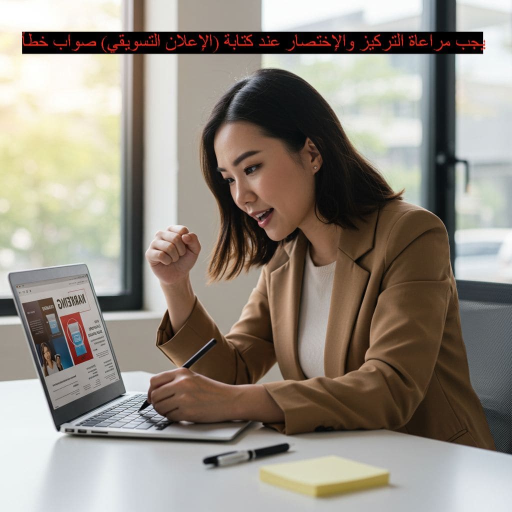 يجب مراعاة التركيز والإختصار عند كتابة (الإعلان التسويقي) صواب خطأ