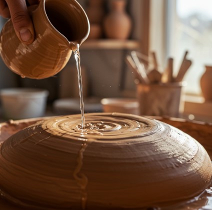 عند اضافة نسبة من الماء داخل الطين الصلصال فإننا نستطيع ان نقول انه اكتسب هنا رطوبة