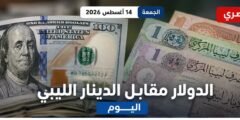 سعر الدولار مقابل الدينار الليبي اليوم  أغسطس 2026.. تحديث السوق الرسمي والموازي