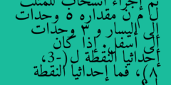 تم إجراء انسحاب للمثلث ل م ن مقداره 5 وحدات إلى اليسار و 3 وحدات إلى أسفل. إذا كان إحداثيا النقطة ل(-3، 8)، فما إحداثيا النقطة ل؟