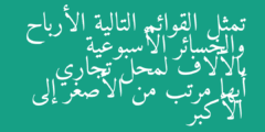 تمثل القوائم التالية الأرباح والخسائر الأسبوعية بالآلاف لمحل تجاري أيها مرتب من الأصغر إلى الأكبر