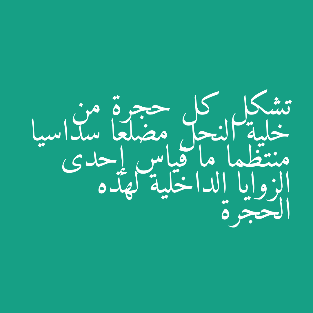 تشكل كل حجرة من خلية النحل مضلعا سداسيا منتظما ما قياس إحدى الزوايا الداخلية لهذه الحجرة