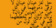 حل لغز عينان عينان لا ترقى دموعهما في كل عين من العينين نونان، نونان نونان لم يخططهما قلم في كل نون من النونين عينان