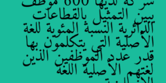 شركة لديها 600 موظف يبين التمثيل بالقطاعات الدائرية النسبة المئوية للغة الأصلية التي يتكلمون بها قدر عدد الموظفين الذين لغتهم الأصلية اللغة الإنجليزية