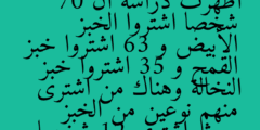 أظهرت دراسة أن 70 شخصا اشتروا الخبز الأبيض و 63 اشتروا خبز القمح و 35 اشتروا خبز النخالة وهناك من اشترى منهم نوعين من الخبز حيث اشترى 12 شخصا