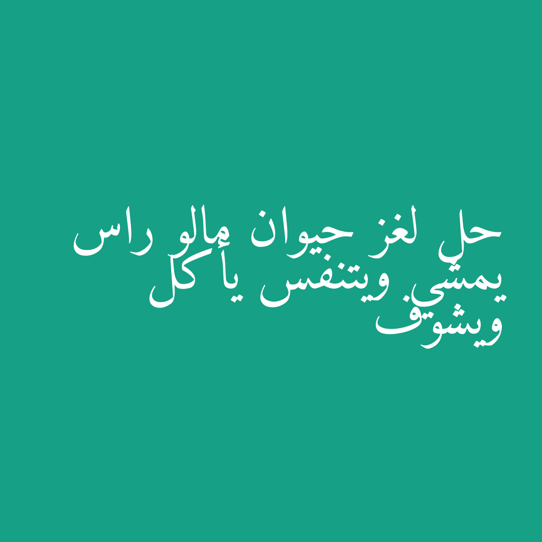حل لغز حيوان مالو راس يمشي ويتنفس يأكل ويشوف