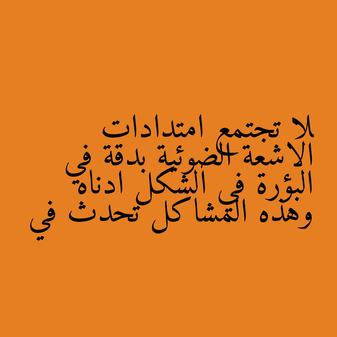 لا تجتمع امتدادات الاشعة الضوئية بدقة في البؤرة في الشكل ادناه وهذه المشاكل تحدث في