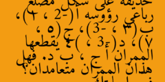 حديقة على شكل مضلع رباعي رؤوسه أ(-2 ، 1)، ب(3 ، -3)، ج(5 ، 7)، د(-3 ، 4) يقطعها الممران أ ج ، ب د. فهل هذان الممران متعامدان؟ فسّر إجابتك