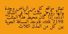تمثل مواقع كل من الرياض وجدة وأبها رؤوس مثلث كما في الشكل أدناه، إذا كان محيط هذا المثلث 2198 km، فاوْجِد المسافة الجوية بين كل من المدن الثلاث