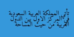 تأتي المملكة العربية السعودية في المركز الاول بين الدول العربية من حيث المساحة