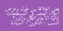 تعني العلاقة بين طول وعرض أجزاء العنصر في المسطحات ثنائية الأبعاد الظل والنور؟  النسب – التكوين –  السيادة