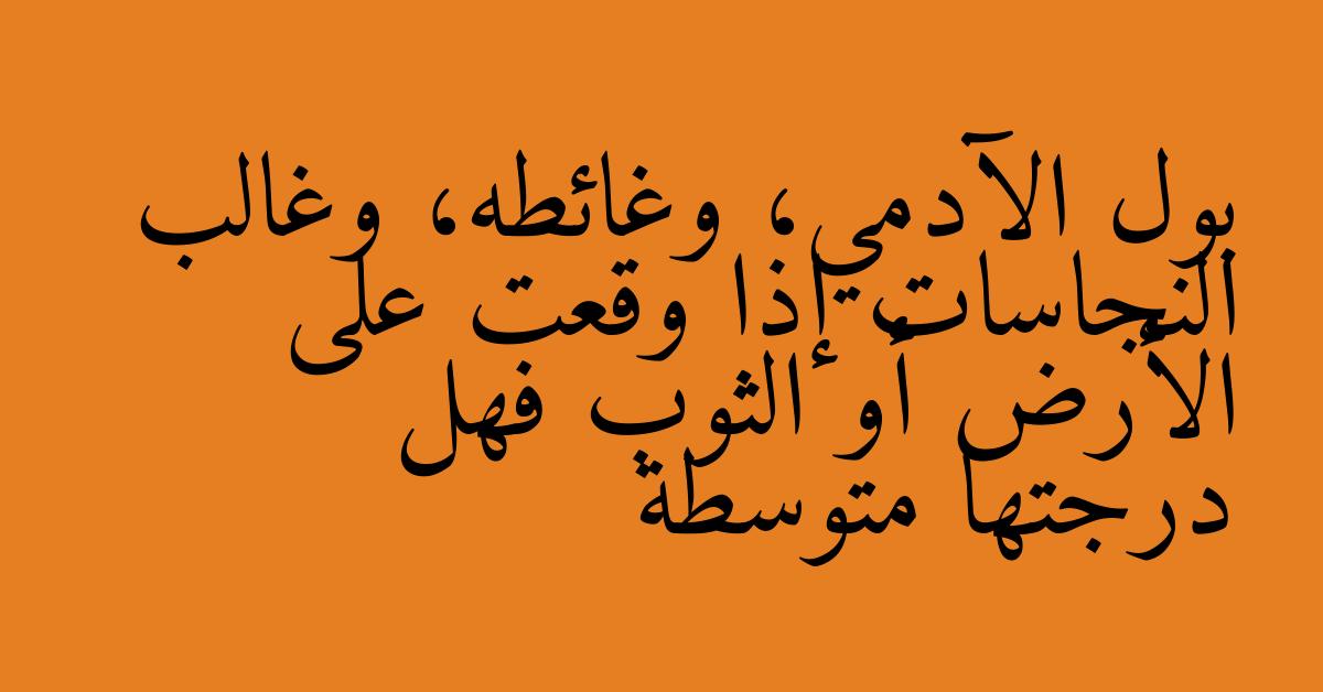 بول الآدمي، وغائطه، وغالب النجاسات إذا وقعت على الأرض أو الثوب فهل درجتها متوسطة
