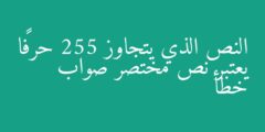 النص الذي يتجاوز 255 حرفًا يعتبر نص مختصر صواب خطأ