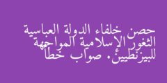 حصن خلفاء الدولة العباسية الثغور الإسلامية المواجهة للبيزنطيين. صواب خطأ