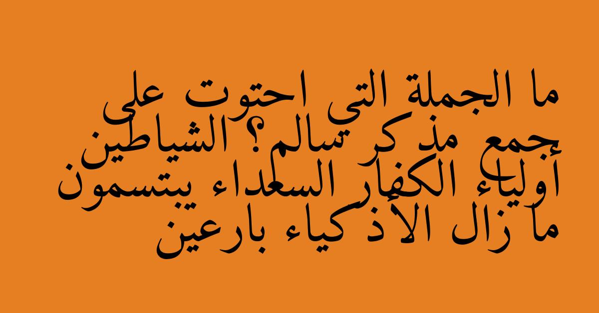 ما الجملة التي احتوت على جمع مذكر سالم؟ الشياطين أولياء الكفار السعداء يبتسمون ما زال الأذكياء بارعين