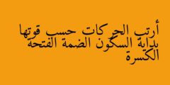 أرتب الحركات حسب قوتها بداية السكون الضمة الفتحة الكسرة