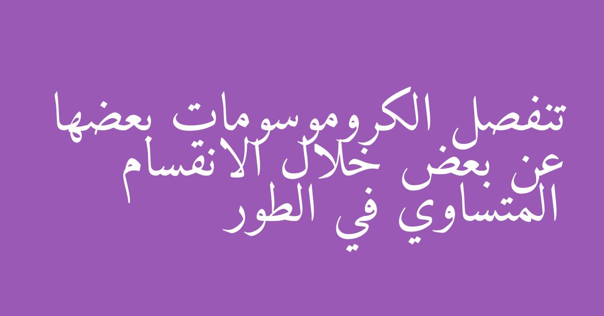 تنفصل الكروموسومات بعضها عن بعض خلال الانقسام المتساوي في الطور