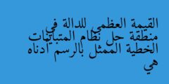 القيمة العظمى للدالة في منطقة حل نظام المتباينات الخطية الممثل بالرسم أدناه هي