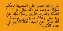 شرع الله الصبر على المصيبة لحِكم منها: التأدب مع الله تعالى في قضائه وقدره. طريق رضا العبد عن ربه جل وعلا. طريق إلى مرضاة الله تعالى عن العبد. لقلة الأجر في عدم الصبر.