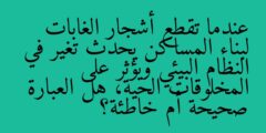 عندما تقطع أشجار الغابات لبناء المساكن يحدث تغير في النظام البيئي ويؤثر على المخلوقات الحية، هل العبارة صحيحة أم خاطئة؟