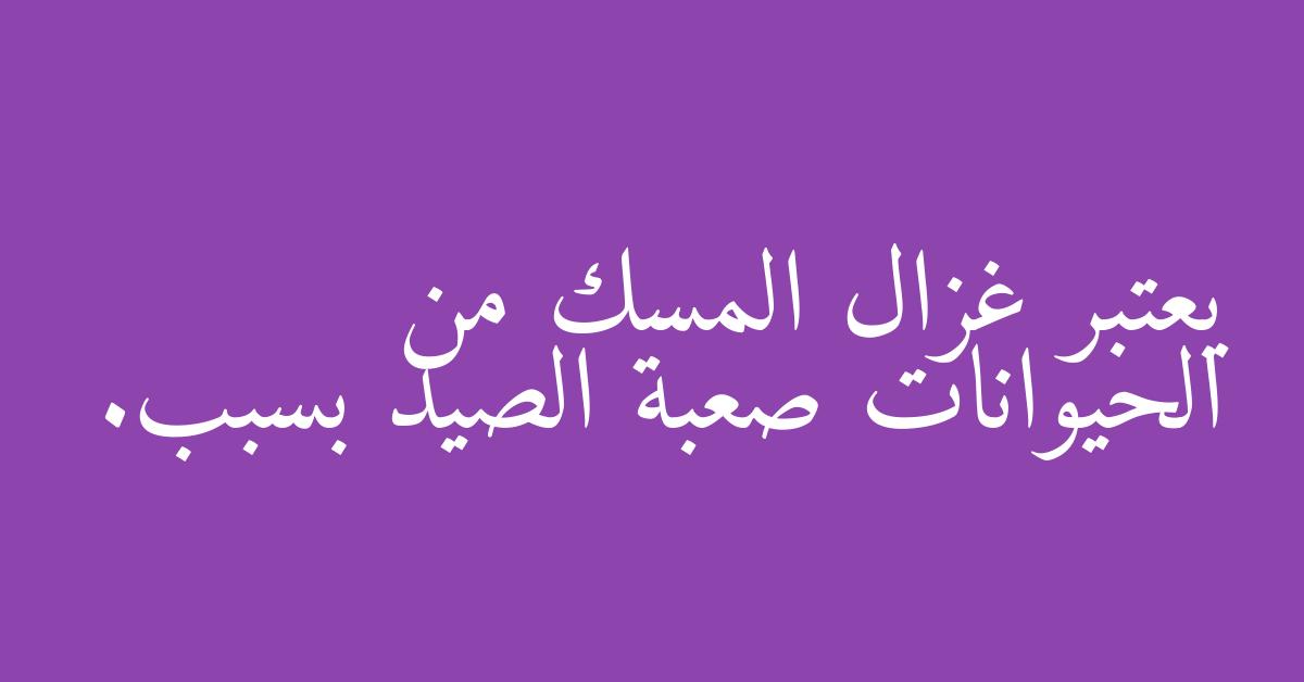 يعتبر غزال المسك من الحيوانات صعبة الصيد بسبب.